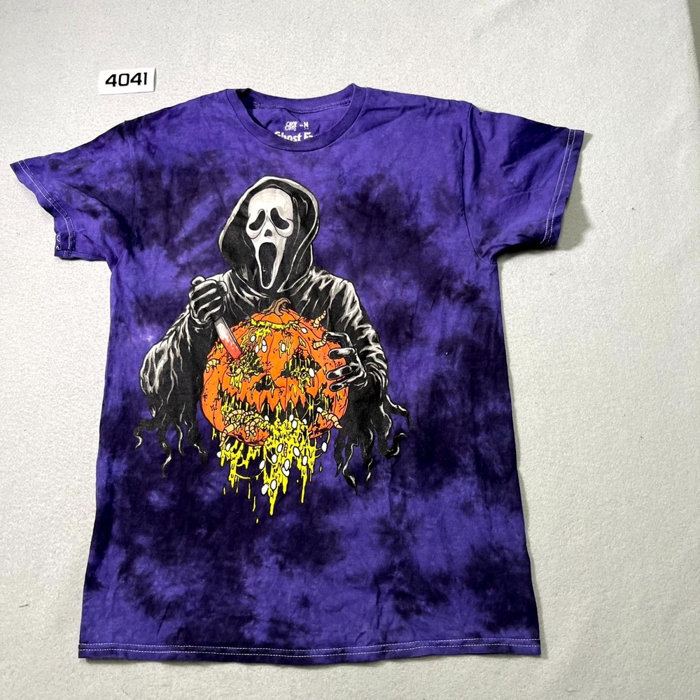 Cavity Colors Ghost Face Creepy Carver T‎ Shirt Mens Medium Purple Black Tie Dye